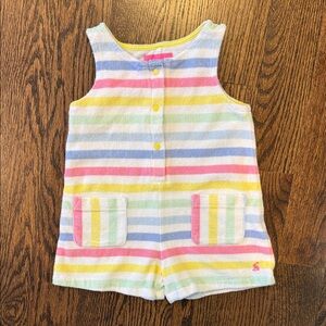Joules 3T Terry Cloth Rainbow Stripped Button Down Beach Romper